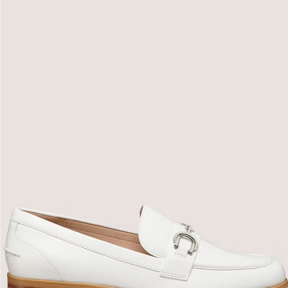 Stuart Weitzman White Owen Buckle Leather Loafers - Picture 4 of 7